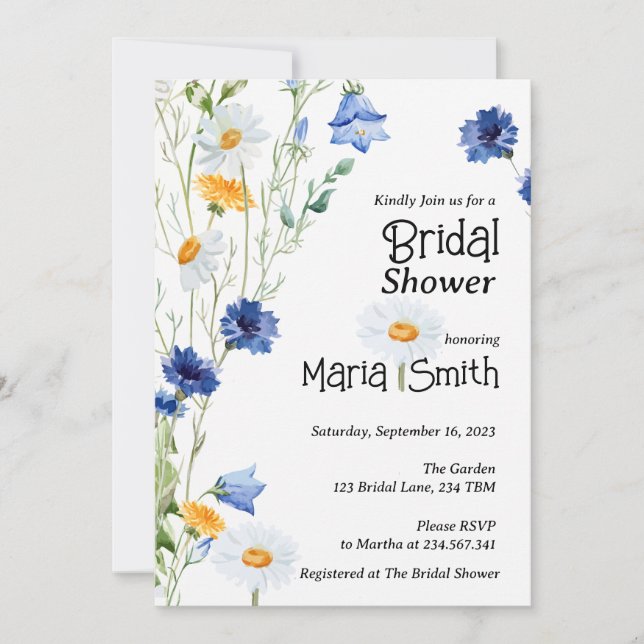 Elegant Floral Bridal Shower Invitation (Front)