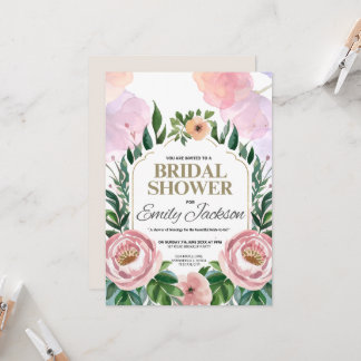 Elegant Floral Bridal Shower Invitation & flowers