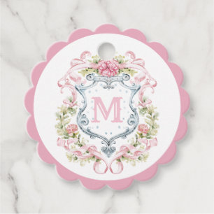 Elegant Floral Bridal Shower Monogram Favour Tags