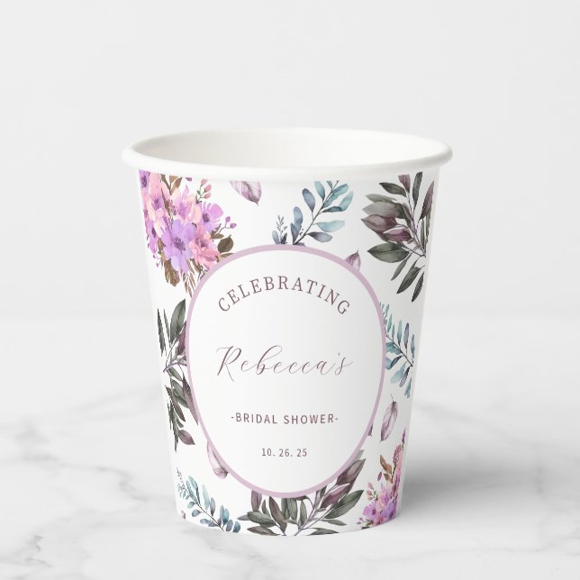 Elegant Floral Bridal Shower Paper cup (Front)