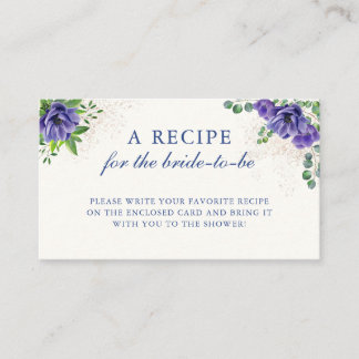 Elegant Floral Bridal Shower Recipe Enclosure Card