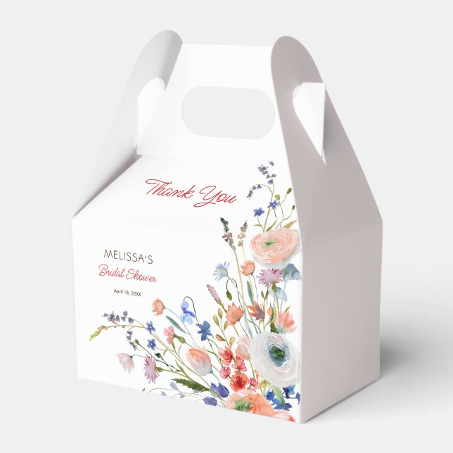 Elegant Floral Bridal Shower Thank You Favor Box (Front Side)