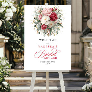 Elegant floral bridal shower welcome sign template