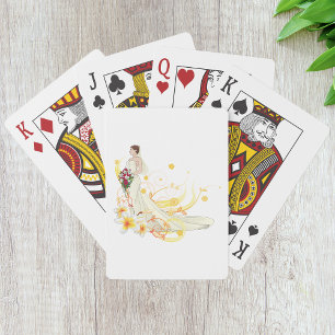 Elegant Floral Bride Romantic Wedding Design  Playing Cards
