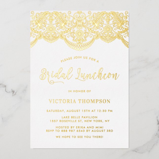 Elegant Floral Brocade Lace Bridal Luncheon (Front)