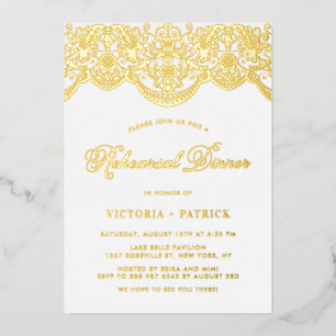 Elegant Floral Brocade Lace Rehearsal Dinner