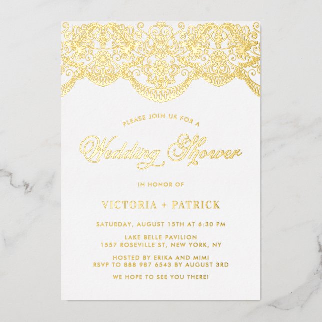 Elegant Floral Brocade Lace Wedding Shower (Front)