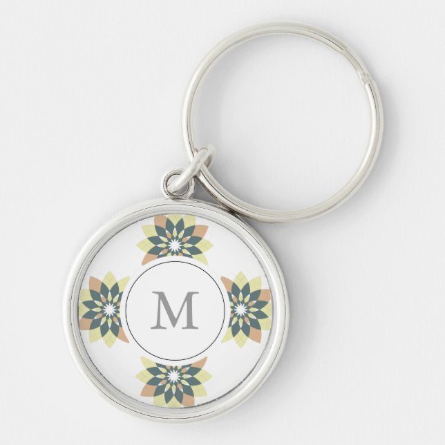 Elegant Floral Bud Pastels Pattern Keychain (Front)