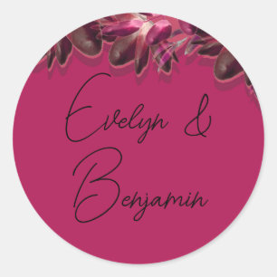  Elegant Floral Burgundy Classic Round Sticker