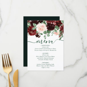 Elegant Floral   Burgundy Marsala Red Garland Menu