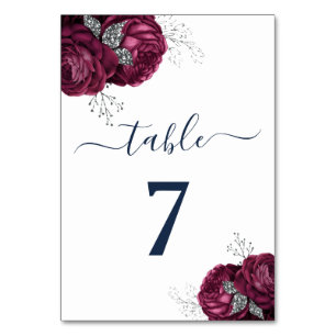 Elegant Floral Burgundy Peonies  Table Number