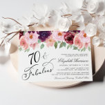 Elegant Floral Burgundy Pink 70th Birthday Party Invitation<br><div class="desc">Elegant 70th birthday party invitation featuring "70 & Fabulous" in a chic calligraphy script and watercolor bouquets of burgundy red and pink florals and sage green greenery.</div>