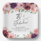 Elegant Floral Burgundy Pink 70th Birthday Party