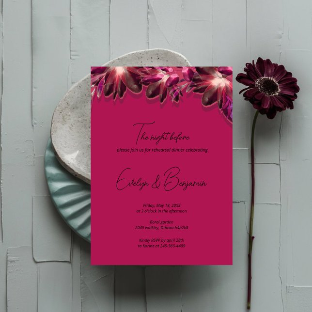 Elegant Floral Burgundy Rehearsal Dinner   Invitation (Creator Uploaded)
