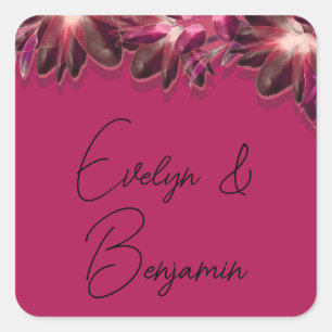 Elegant Floral Burgundy Square Sticker