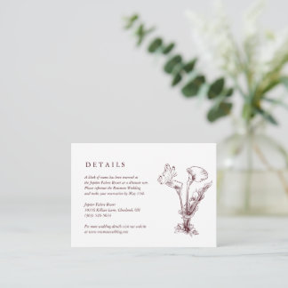 Elegant Floral Burgundy Wedding Details Card