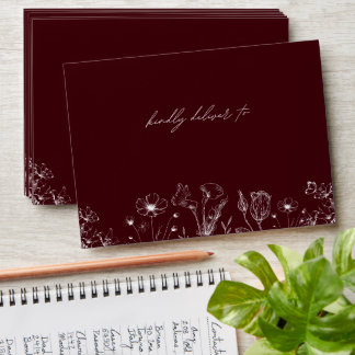 Elegant Floral Burgundy Wedding Envelope