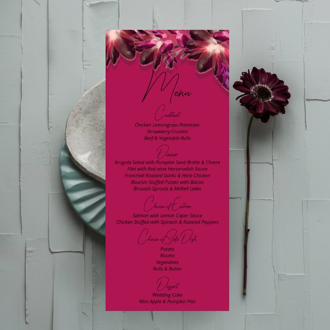 Elegant Floral Burgundy Wedding   Menu (Creator Uploaded)