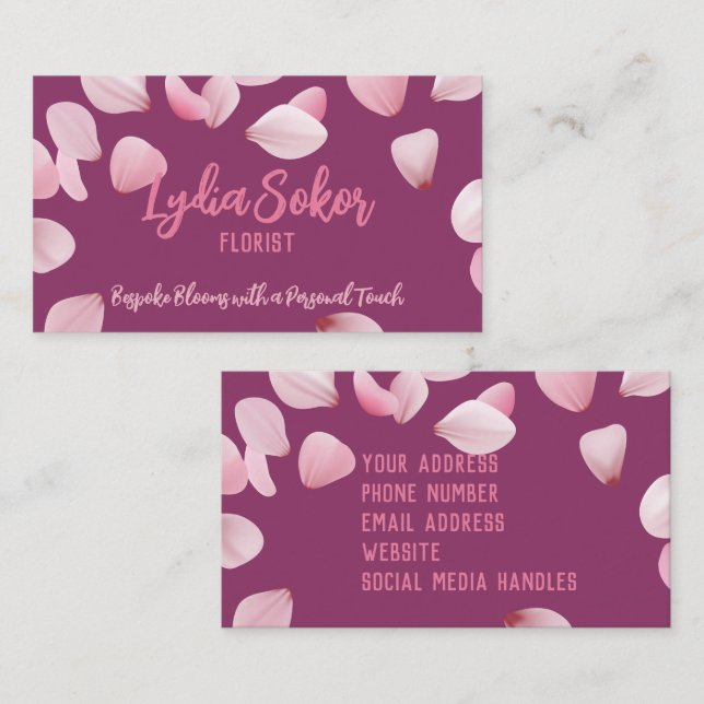Elegant Floral Business Card for Florist (Front/Back)
