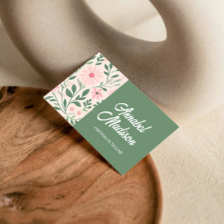 Elegant Floral Business Card with QR Code | DP7