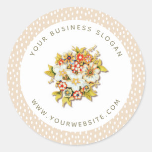 Elegant Floral Business Promotional Company Logo Classic Round Sticker