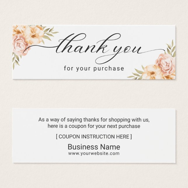 Elegant Floral Business Thank You Coupon Insert (Front & Back)