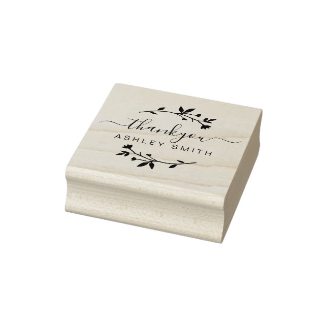 Elegant Floral Business Thank You Rubber Stamp (Stamp)