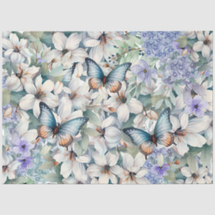 Elegant Floral Butterflies Decoupage Tissue Paper