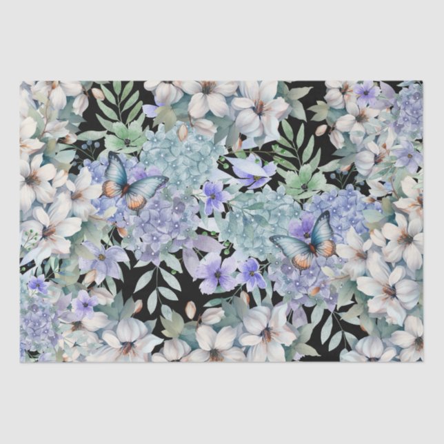 Elegant  Floral Butterflies Decoupage Tissue Paper (Front)