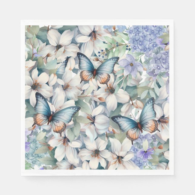 Elegant Floral & Butterflies Napkin (Front)
