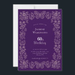 Elegant Floral Butterfly 60th Birthday Invitation<br><div class="desc">Mark this special 60th birthday with an elegant and whimsical touch. This beautiful invitation features a deep purple hue adorned with a delicate pink line floral and butterfly motif that frames the event details beautifully. It's designed to impress your guests and announce your milestone celebration in style. Add a touch...</div>