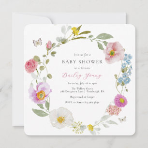 Elegant Floral Butterfly Baby Shower Invitation