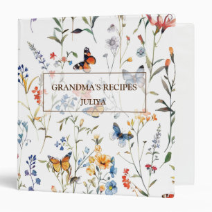 Elegant floral Butterfly recipe Binder