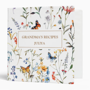 Elegant floral Butterfly recipes Binder