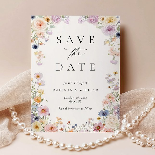 Elegant Floral calligraphy Save the Date Postcard (Creator Uploaded)