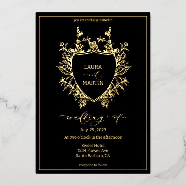 Elegant floral, calligraphy script  foil holiday c (Front)