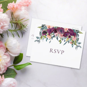 Élégant floral    Carte de réponse de mariage