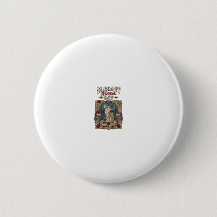 Elegant Floral Cat Cat Art Nouveau Vintage Vector  2 Inch Round Button