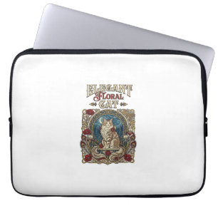 Elegant Floral Cat Cat Art Nouveau Vintage Vector Laptop Sleeve