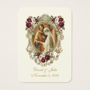 Elegant Floral Catholic Wedding Prayer Card