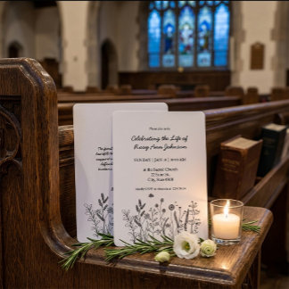 Elegant Floral "Celebrating the Life" Funeral Invitation