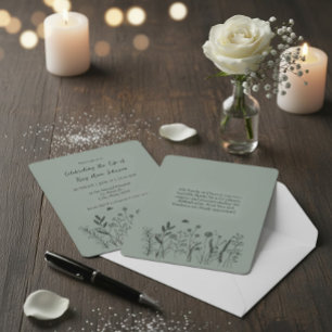 Elegant Floral "Celebrating the Life" Funeral Invitation