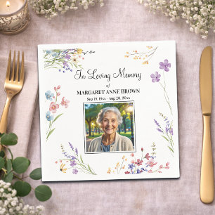 Elegant Floral Celebration Of Life Photo  Napkin
