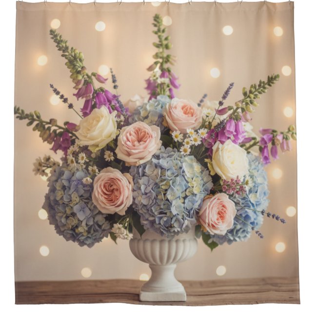 Elegant Floral Centerpiece with Bokeh Lights (Front)