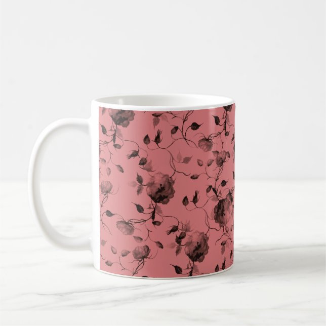 Elegant Floral Ceramic Gift Coffee Mug (Left)