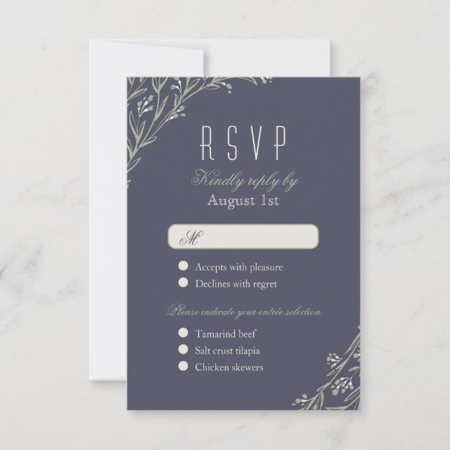 Elegant floral chalkboard rustic wedding RSVP Card (Front)