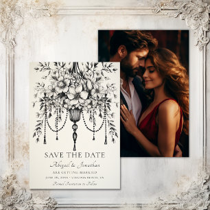 Elegant Floral Chandelier Photo Wedding Save The Date