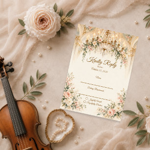 Elegant Floral Chandelier Wedding RSVP Card