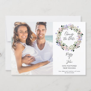 Elegant Floral Change the Date Postponed Photo Invitation