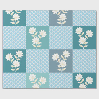 Elegant Floral Chequerboard Seamless Pattern Wrapping Paper